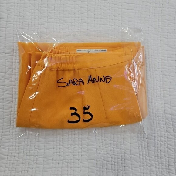 Sara Ann Pencil Dress Women's 12 Golden Yellow Embellished Elastic Waist Zipper - Picture 12 of 12